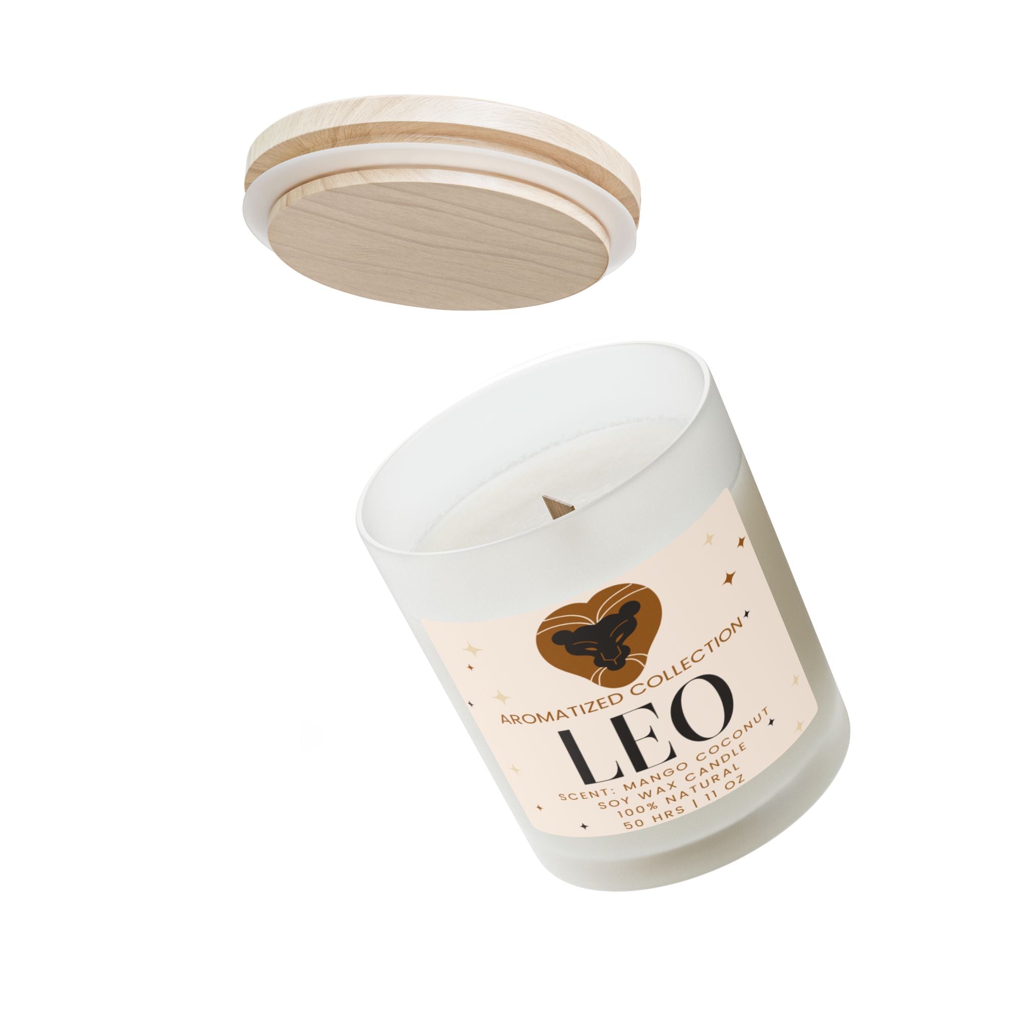 Leo Zodiac Candle, Mango Coconut Scented Soy Candle, Astrology Gift,
