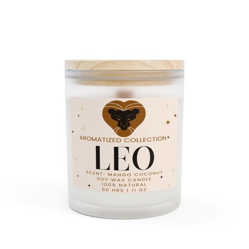 Leo Zodiac Candle, Mango Coconut Scented Soy Candle, Astrology Gift,