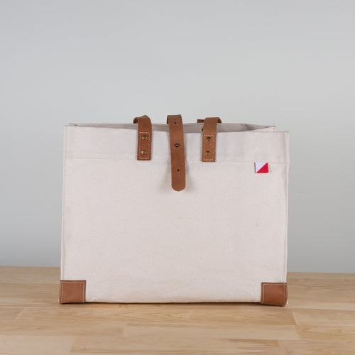 Carmel Canvas and Leather Tote Bag