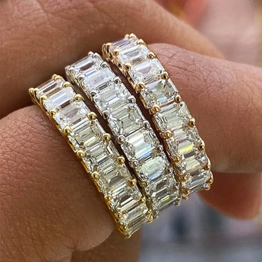 Huitan Gorgeous Promised Rings Love Wedding Jewelry Full Paved Square