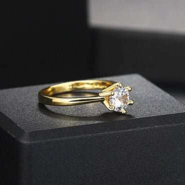 Classic 1 Carat Crystal Wedding Ring For Women Zirconia Gold Color