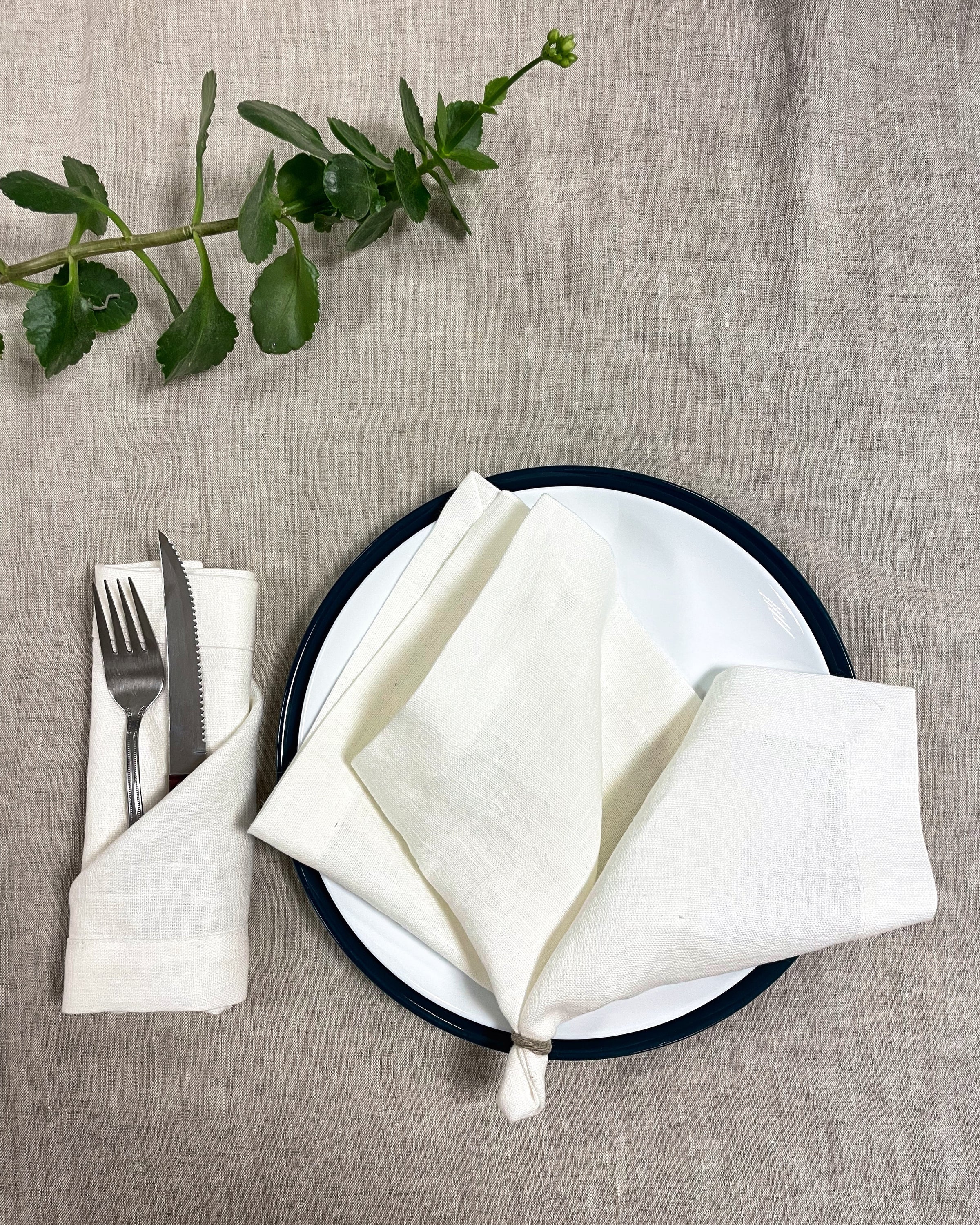 White linen napkins set, 250 gsm