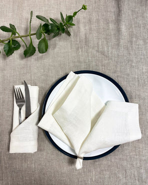 White linen napkins set, 250 gsm