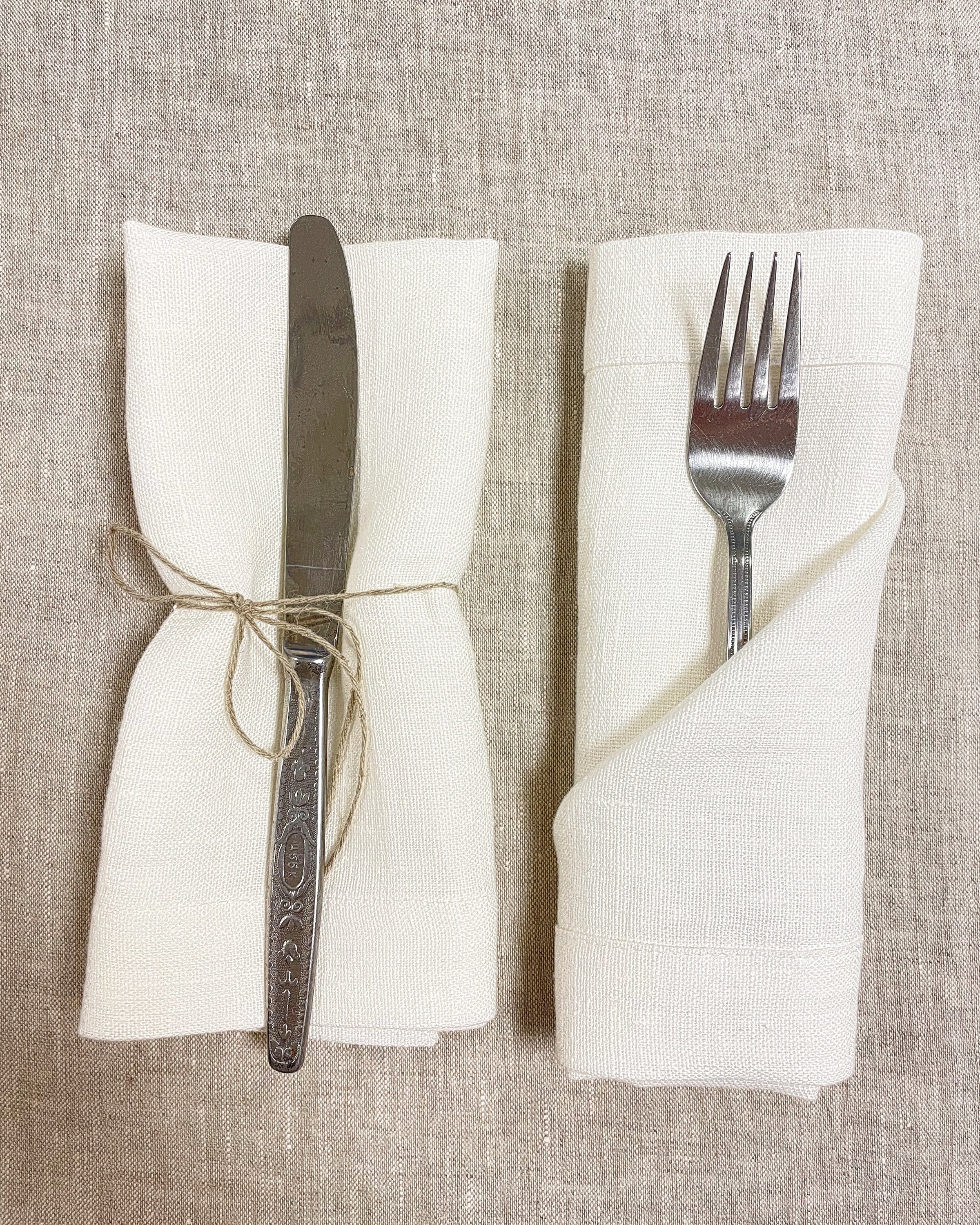 White linen napkins set, 250 gsm