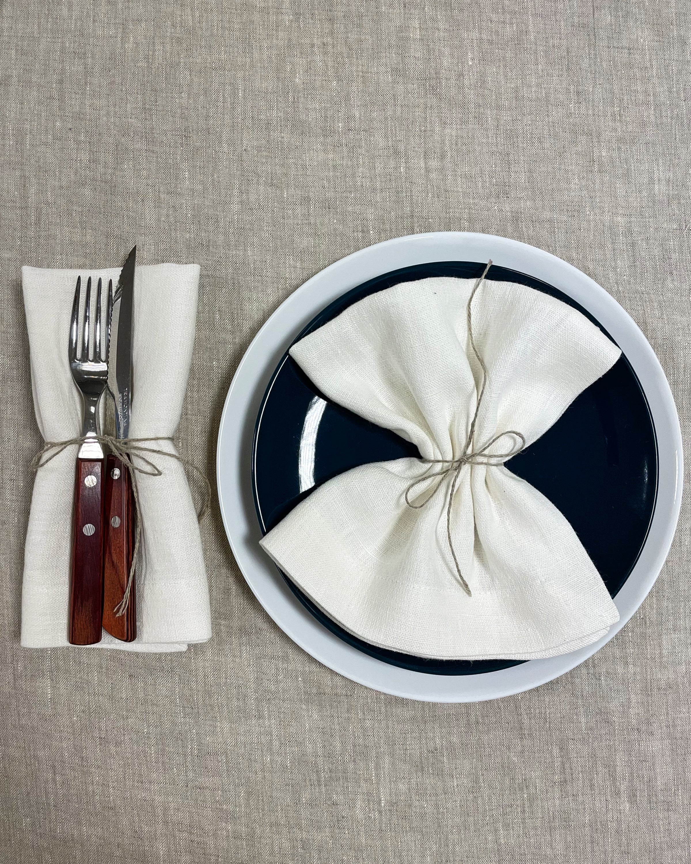 White linen napkins set, 250 gsm