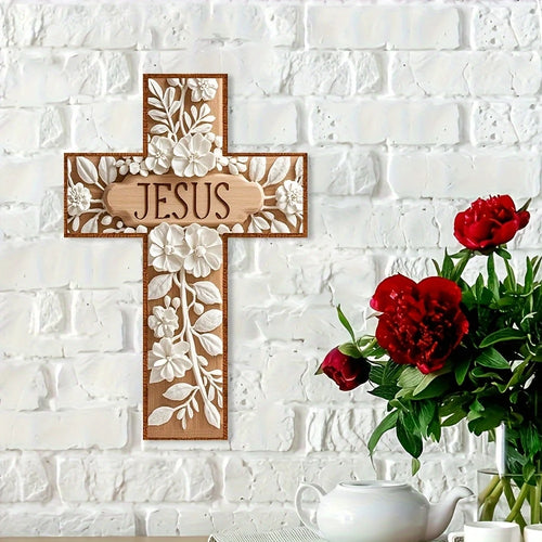 30cm Flat 2D Wooden Cross Jesus Christian Believer Family Decora