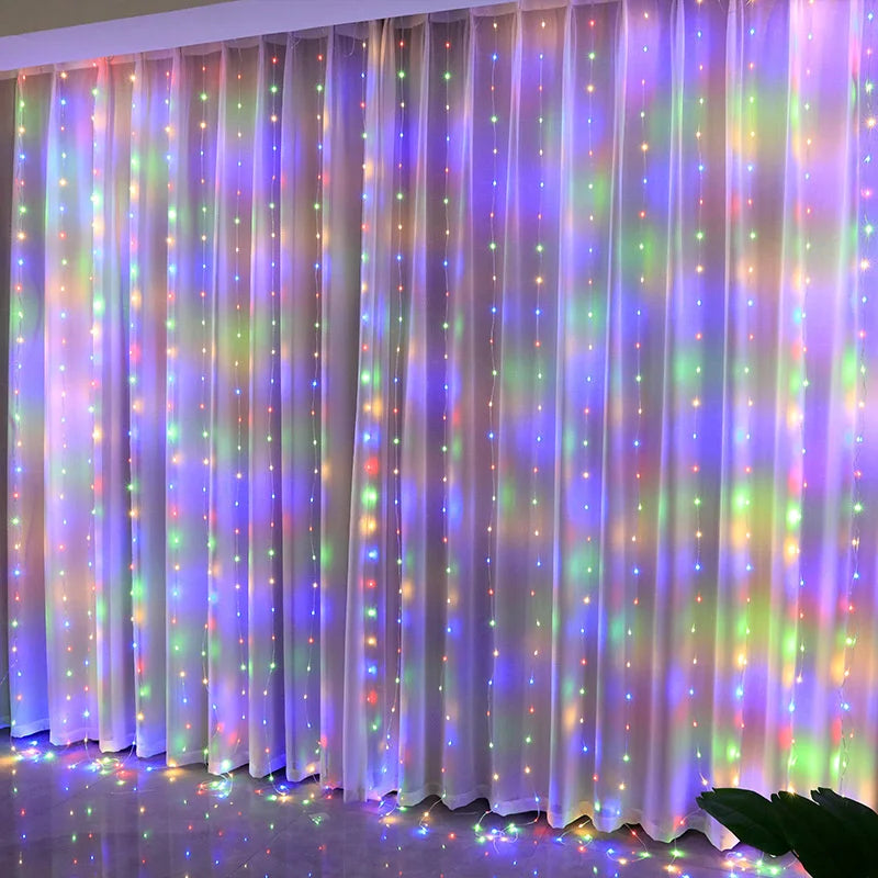 Christmas Lights LED Fairy String Curtain Lights 8 Mode Remote USB