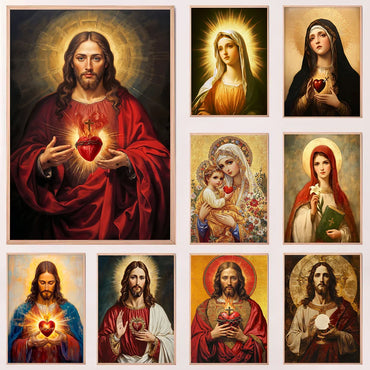 Christian Sacred Heart Jesus Art Posters Prints Catholic Pure Virgin