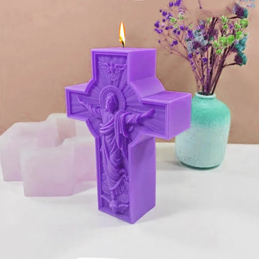 DIY Cross Jesus Statue Silicone Candle Molds Catholic Apostle Portrait