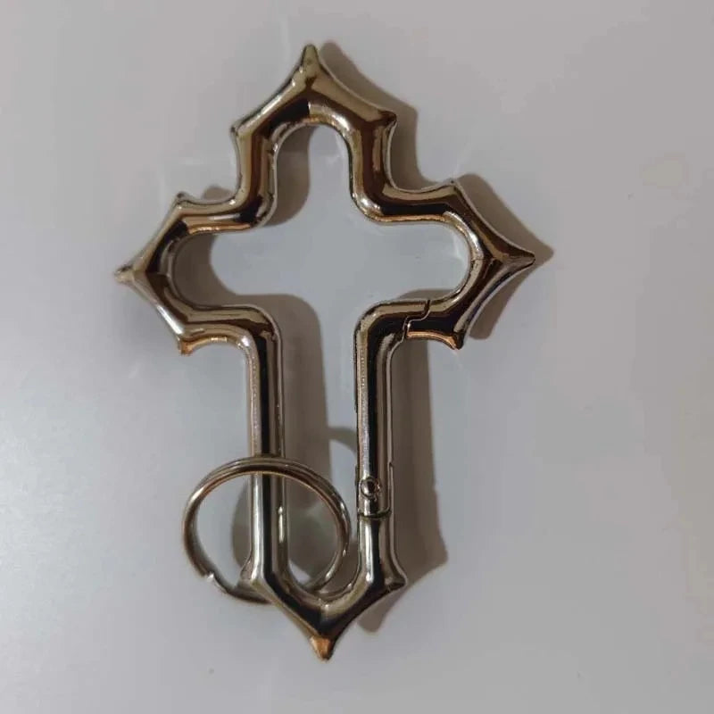 Y2K Cross Carabiner Keychain Religious Crucifix Grunge Clasp Key Clip