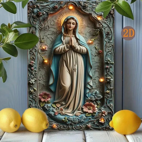 Metal Plaque， Virgin of Guadalupe Metal Sign, Rustic Americana Style