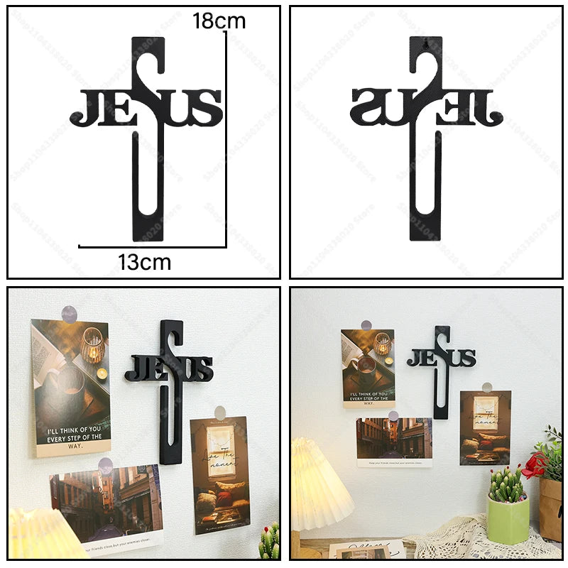 Jesus Cross Wall Decor - Religious Cross Hanging Ornament with 'JESUS'