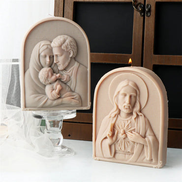 Catholic Family of Three Silicone Candle Mold Jesus Virgin Mary