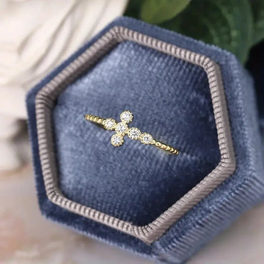 Huitan Chic Cross Finger Ring for Women Dazzling Samll Cubic Zirconia