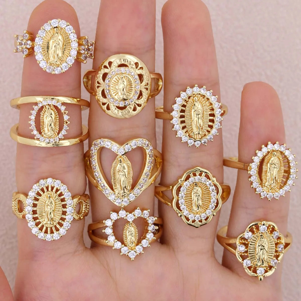 Classic Versatile Geometric Shape White Zircon Plated Gold Copper