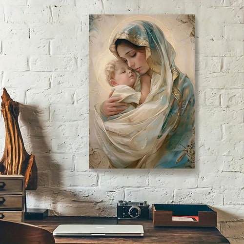 1pc Vintage Virgin Mary and Jesus Canvas Christian Faith Poster Home