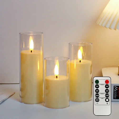 Led Electronic Candles Light Flameless Remote Timer Flickering Lamp