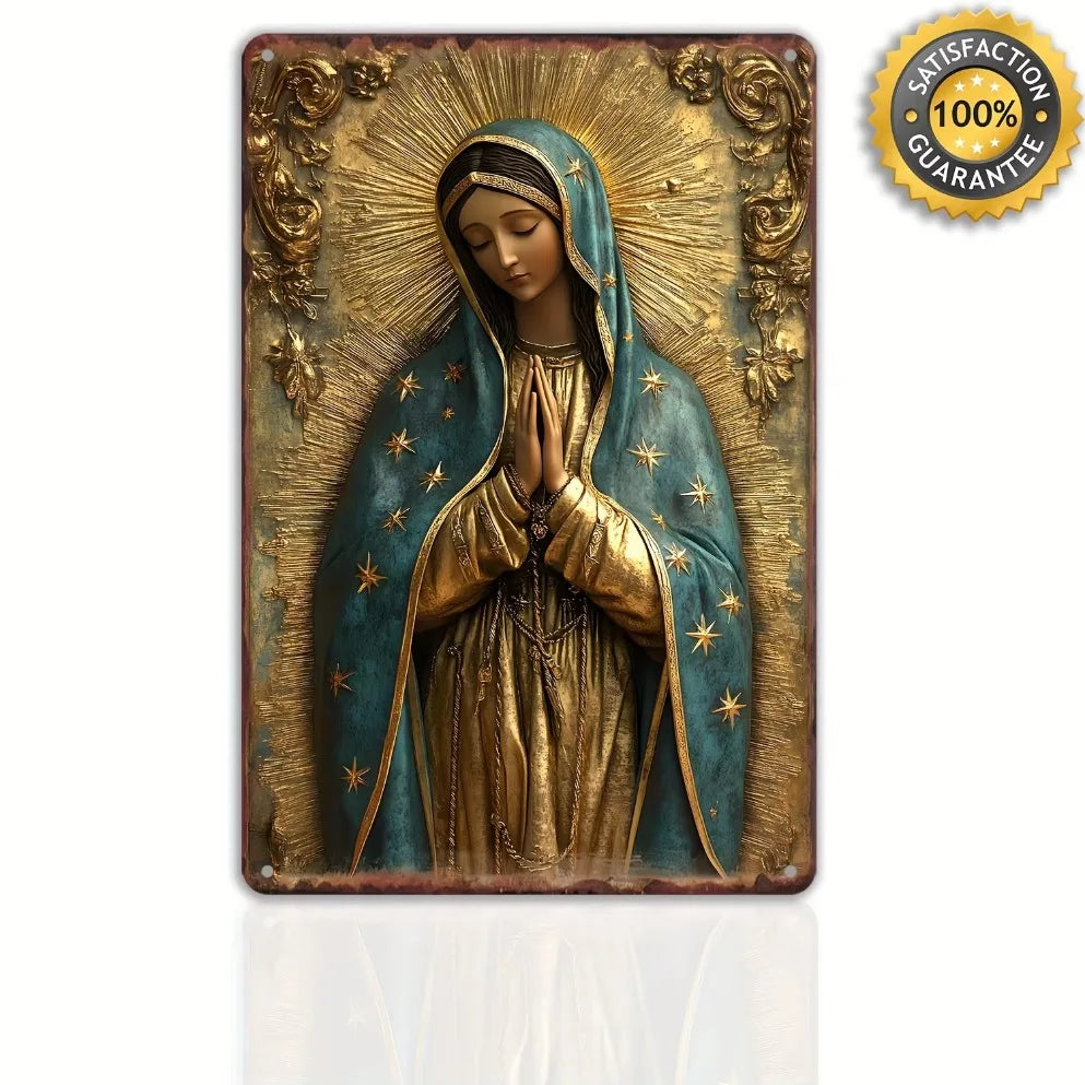 Metal Plaque， Virgin of Guadalupe Metal Sign, Rustic Americana Style