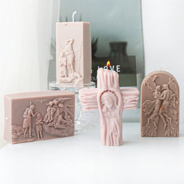 3D Cross Jesus Statue Silicone Candle Mold Catholic Apostle Portrait