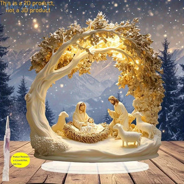 【ZYAO-1】Desktop Decor Family Statue Jesus Tree Of Life Newborn Acrylic