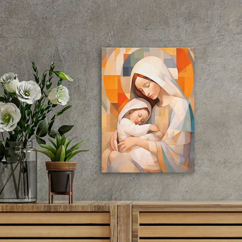 1pc Vintage Virgin Mary and Jesus Canvas Christian Faith Poster Home