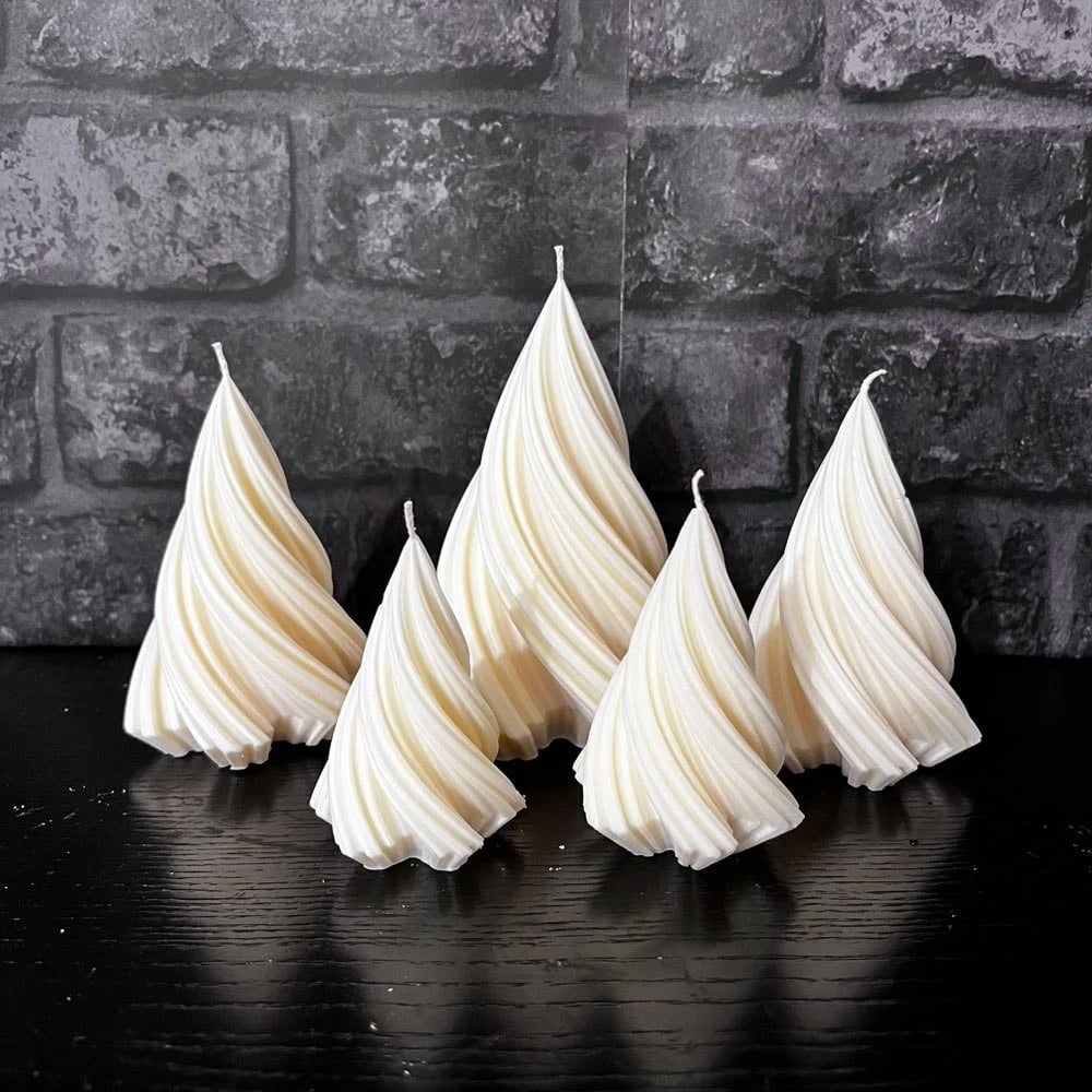 Multi Size Striped Wave Ball Silicone Candle Mould Geometry Line Cone