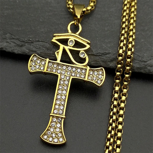 Jesus Cross Crucifix Pendant Necklace for Men Stainless Steel Gold