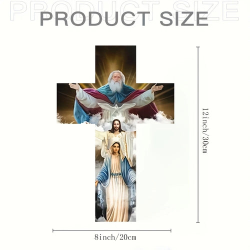 30cm Flat 2D Wooden Cross Jesus Christian Believer Family Decora