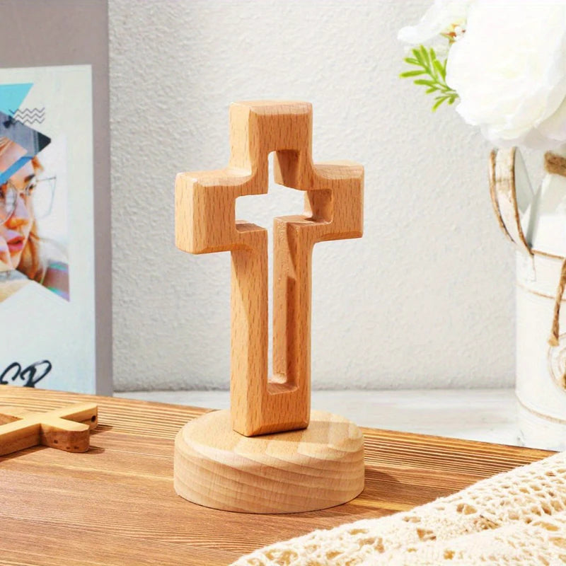 Holy Church Religious Ornament Statue Cross Wood Crucifix Standing