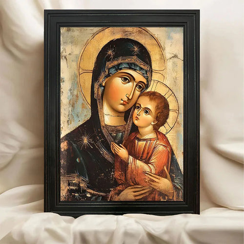 1pc Vintage Virgin Mary and Jesus Canvas Christian Faith Poster Home