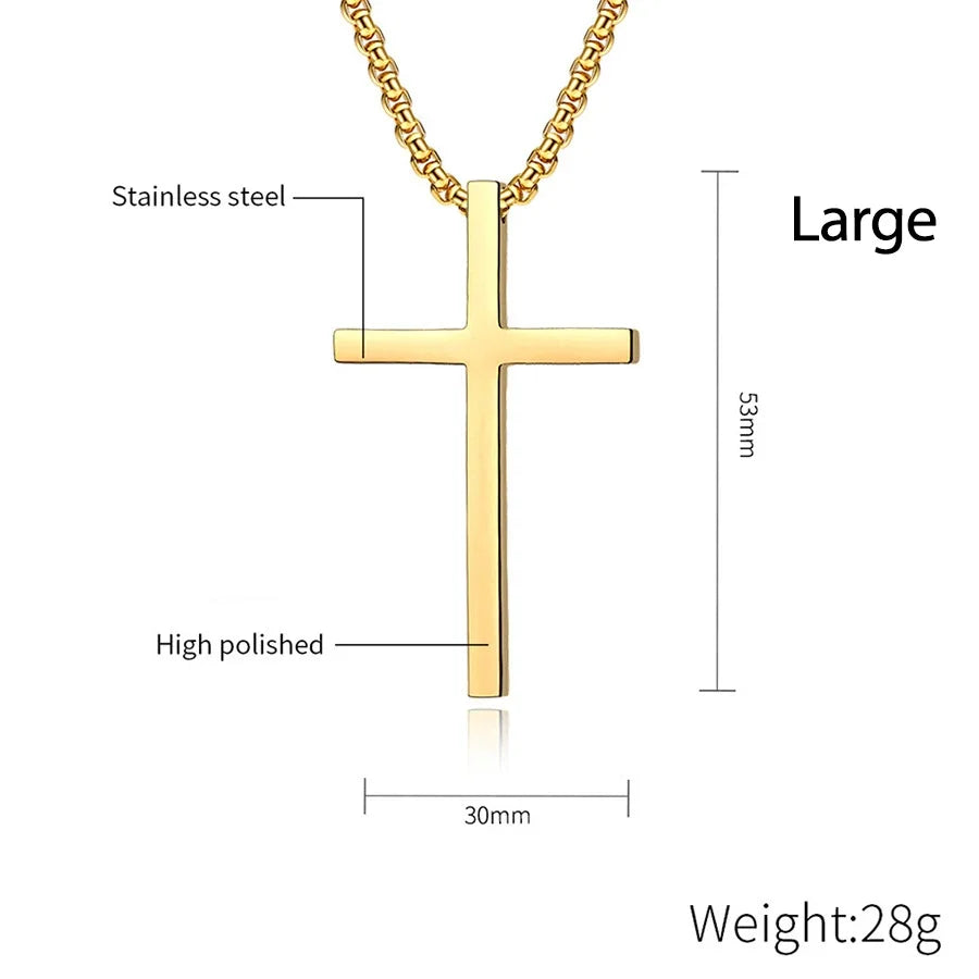 Titanium Steel Cross Necklace For Men Women Black Gold Silver Color