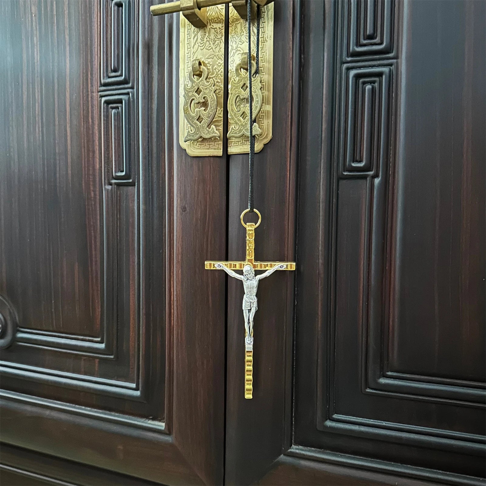 Golden Saint Benedict Benedictine Protection Wall Crucifix Cross with