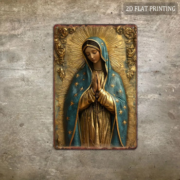 1pc 8x12" Vintage Aluminum Wall Art - Guadalupe Virgin Mary Retro