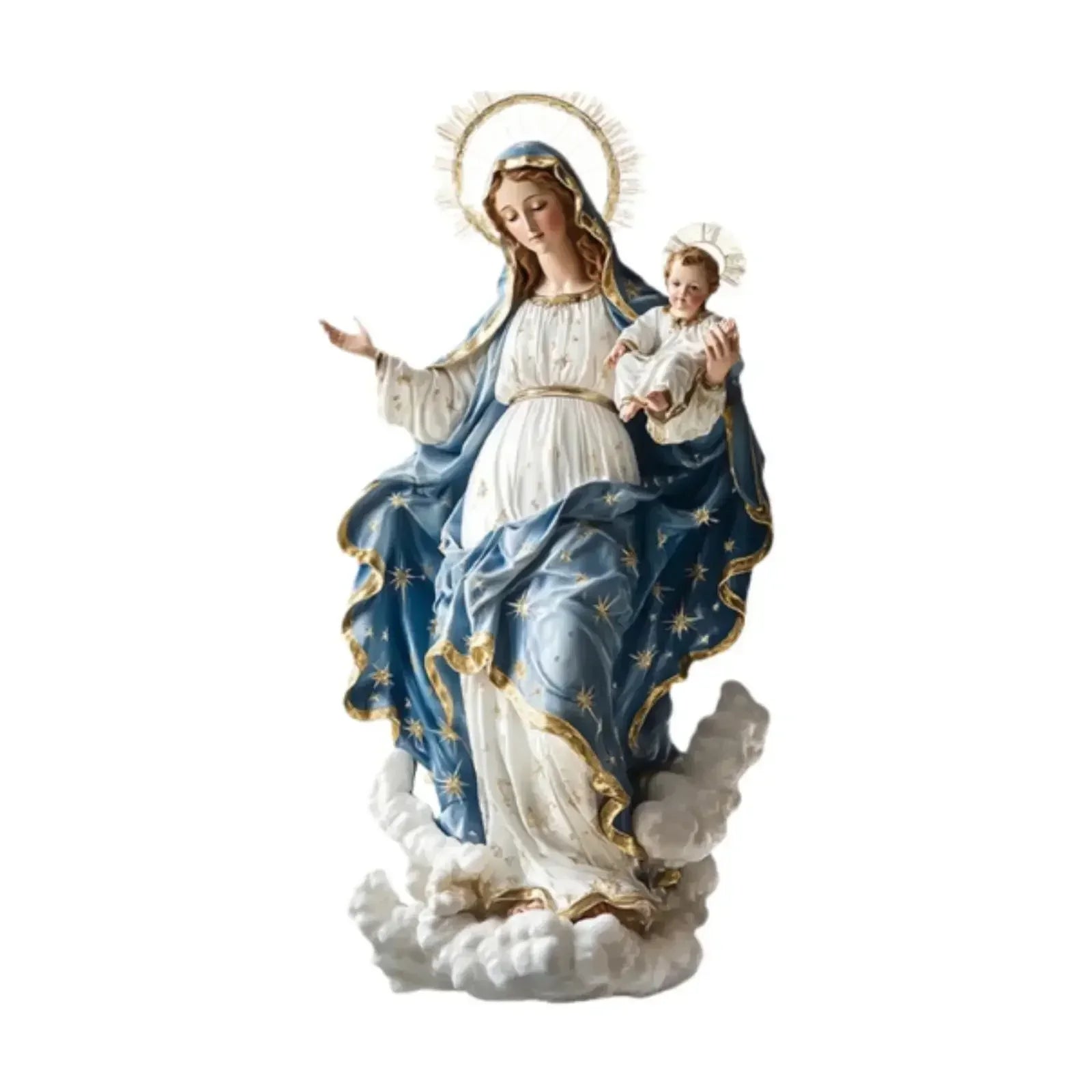 Blessed Mary Figurine Christmas Scene Decorative with Child Jesus