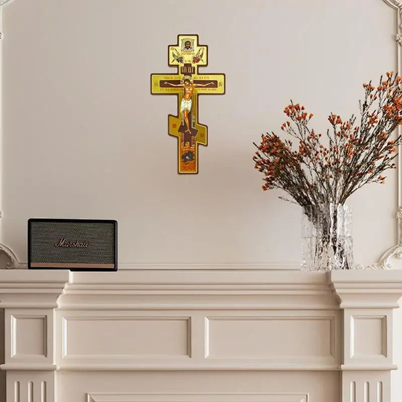 Wall Crucifix Ornament Double-Sided Wooden Byzantine Crucifix Jesus