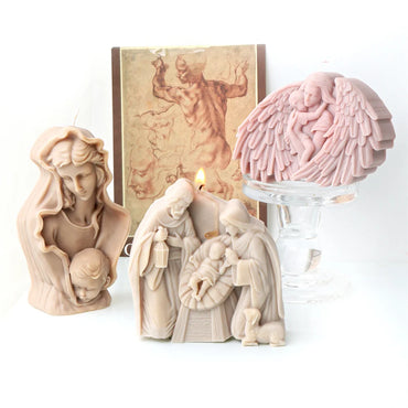 Catholic Holy Jesus Family Silicone Candle Mold Virgin Hugs Baby