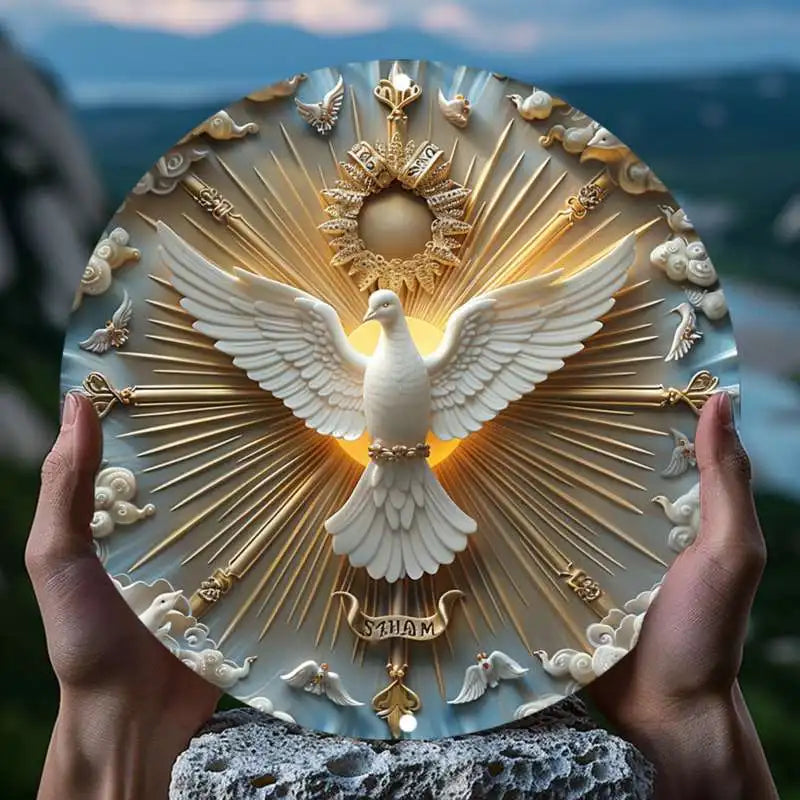Christ the Spirit Dove Wall Art aluminum metal logo with 3D relief