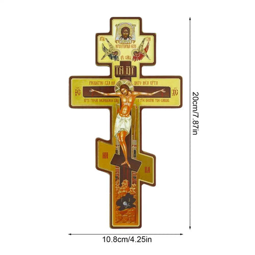 Wall Crucifix Ornament Double-Sided Wooden Byzantine Crucifix Jesus