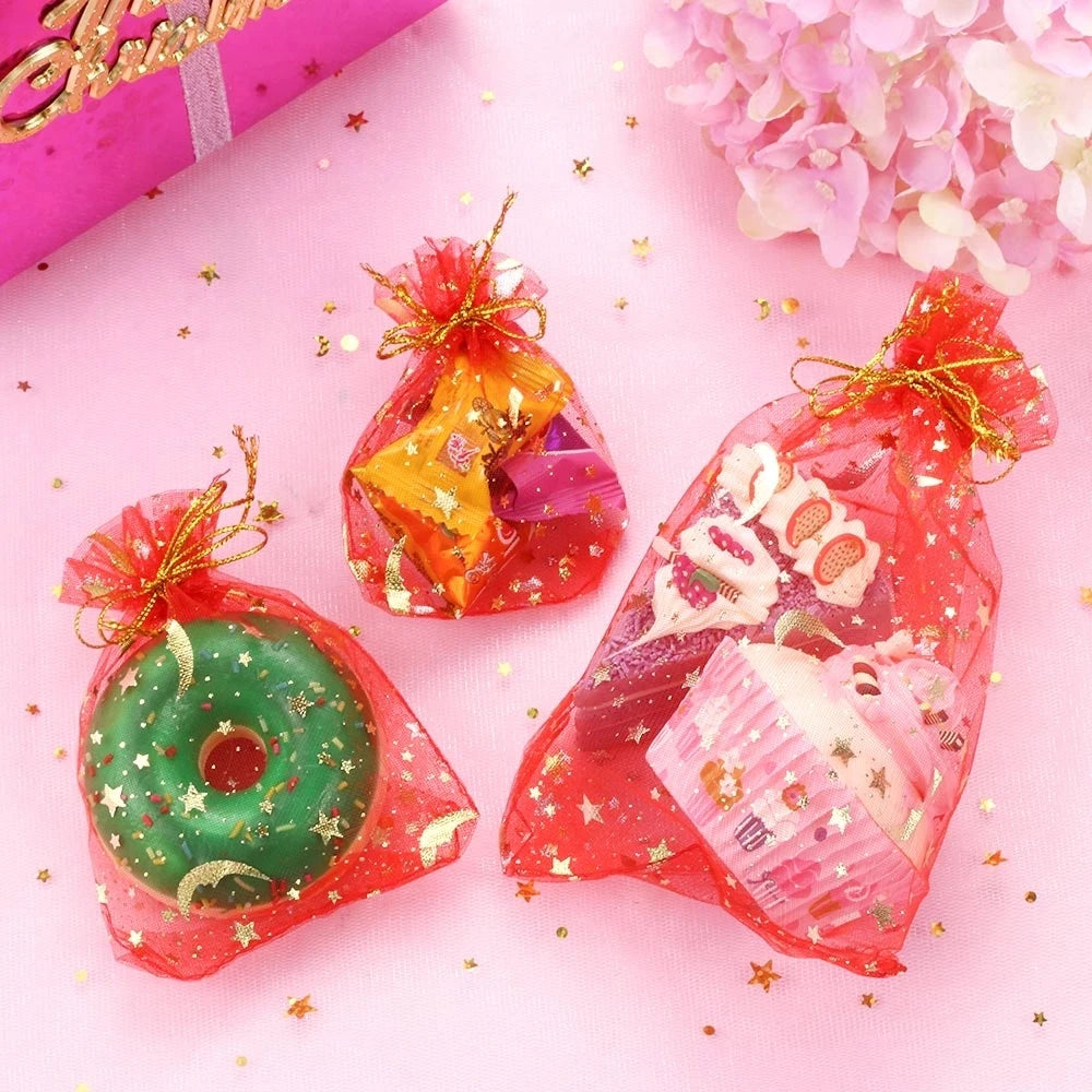 50PCS Moon Stars Drawstring Organza Bags Jewelry Gift Bags Pouches