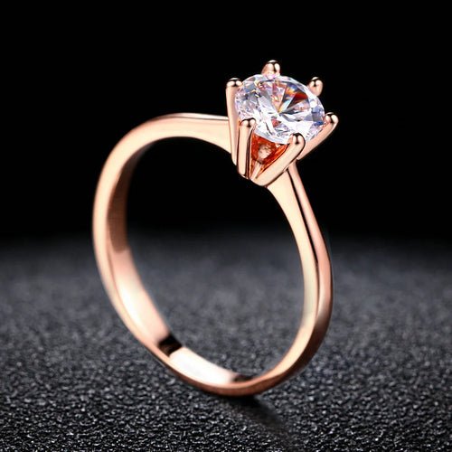 Classic 1 Carat Crystal Wedding Ring For Women Zirconia Gold Color