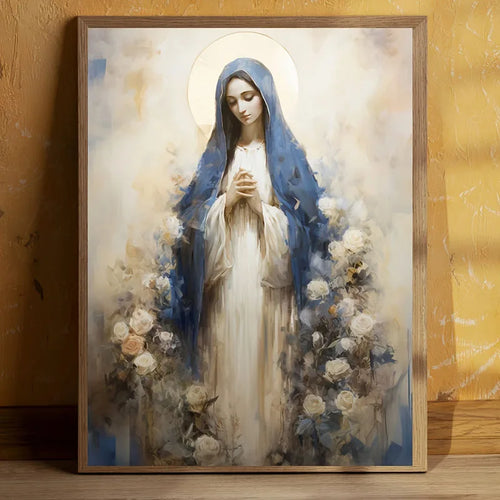1pc Vintage Virgin Mary and Jesus Canvas Christian Faith Poster Home