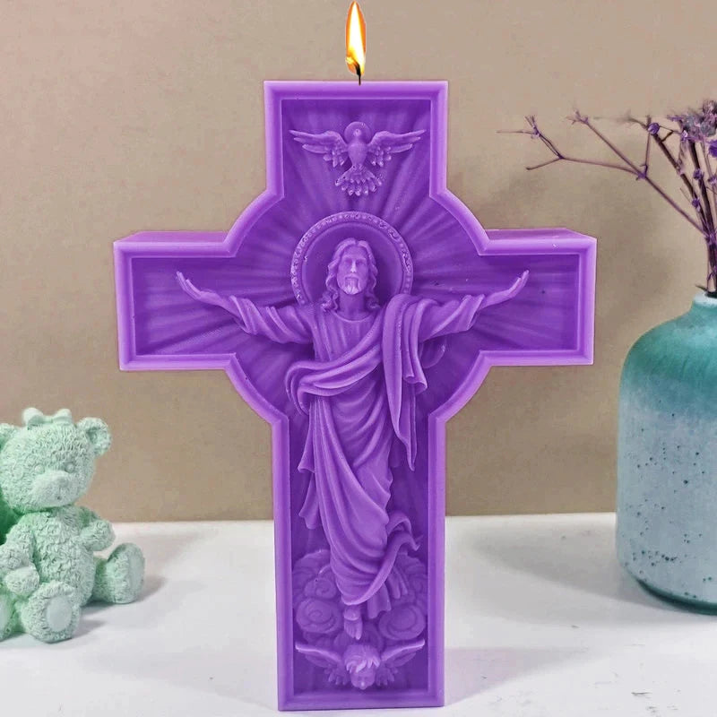 Cross Jesus Statue Silicone Candle Mold Catholic Apostle Portrait