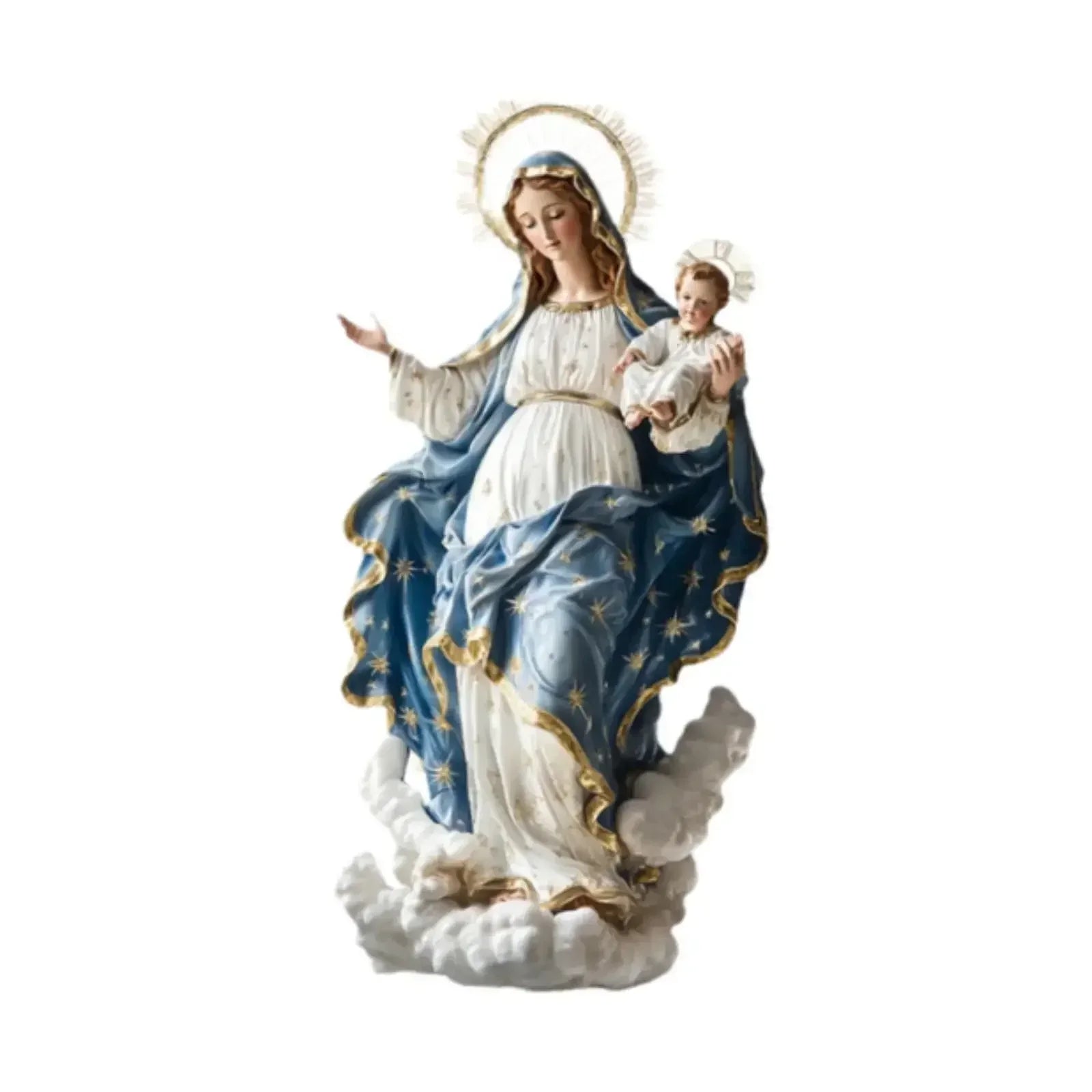 Blessed Mary Figurine Christmas Scene Decorative with Child Jesus