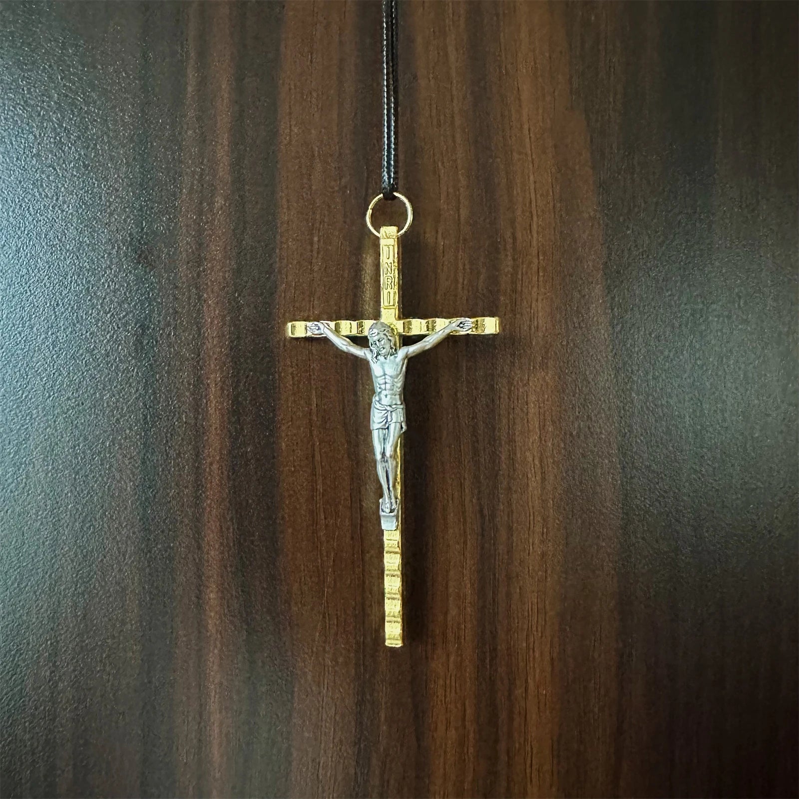 Golden Saint Benedict Benedictine Protection Wall Crucifix Cross with
