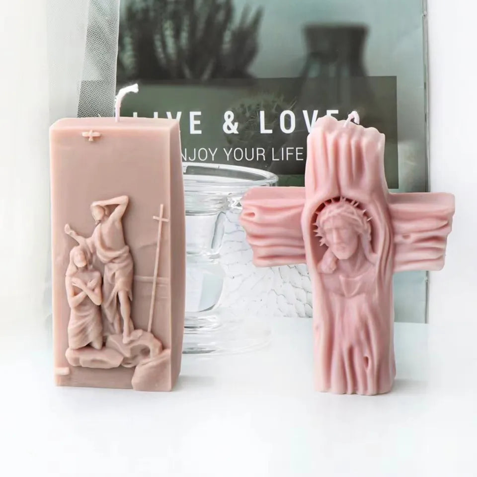 3D Crucifix Jesus Silicone Candle Mold Religious Cross Catholic