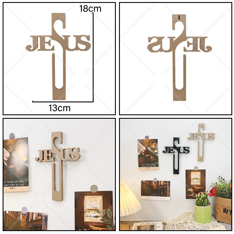 Jesus Cross Wall Decor - Religious Cross Hanging Ornament with 'JESUS'