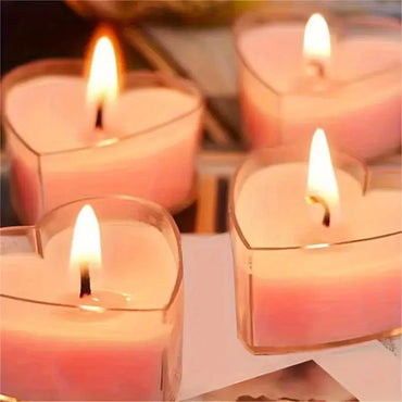 9pcs Heart-Shaped Scented Tea Candles Set Wedding Supplies Romantic