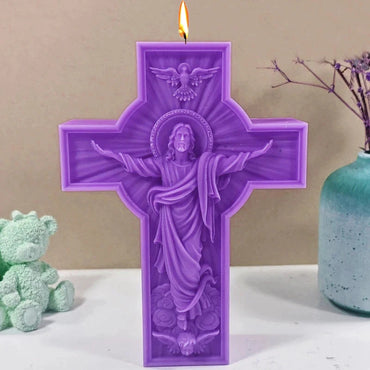 Cross Jesus Statue Silicone Candle Mold Catholic Apostle Portrait