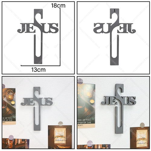 Jesus Cross Wall Decor - Religious Cross Hanging Ornament with 'JESUS'