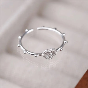 ANENJERY Love Heart Cross Shape Ring for Women New Fashion Adjustable